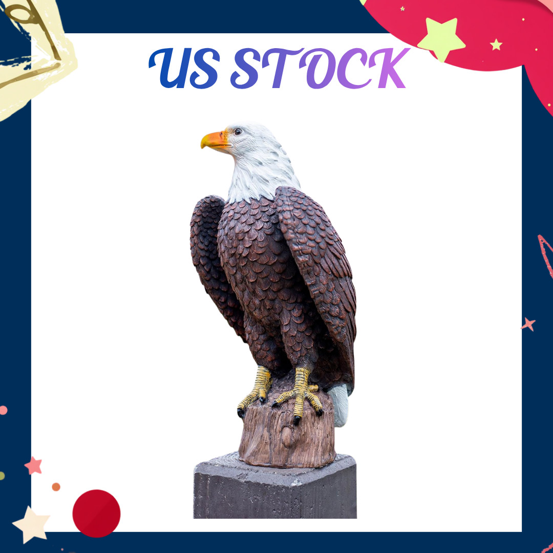 NEW 15.7in Outdoor Great Eagle Sculpture Hand-Painted Bald Eagle Statue Decor
