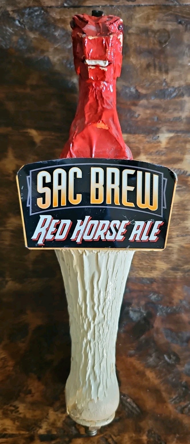 Sac Brew Red Horse Ale Beer Tap Handle Sacramento Brewing Co Horse Head Rare