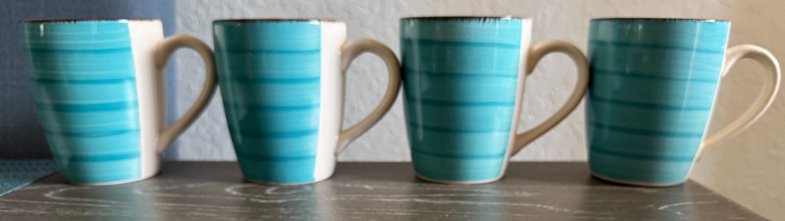4 New Royal Norfolk Greenbrier International Inc Turquoise Coffee/Tea mug 12oz