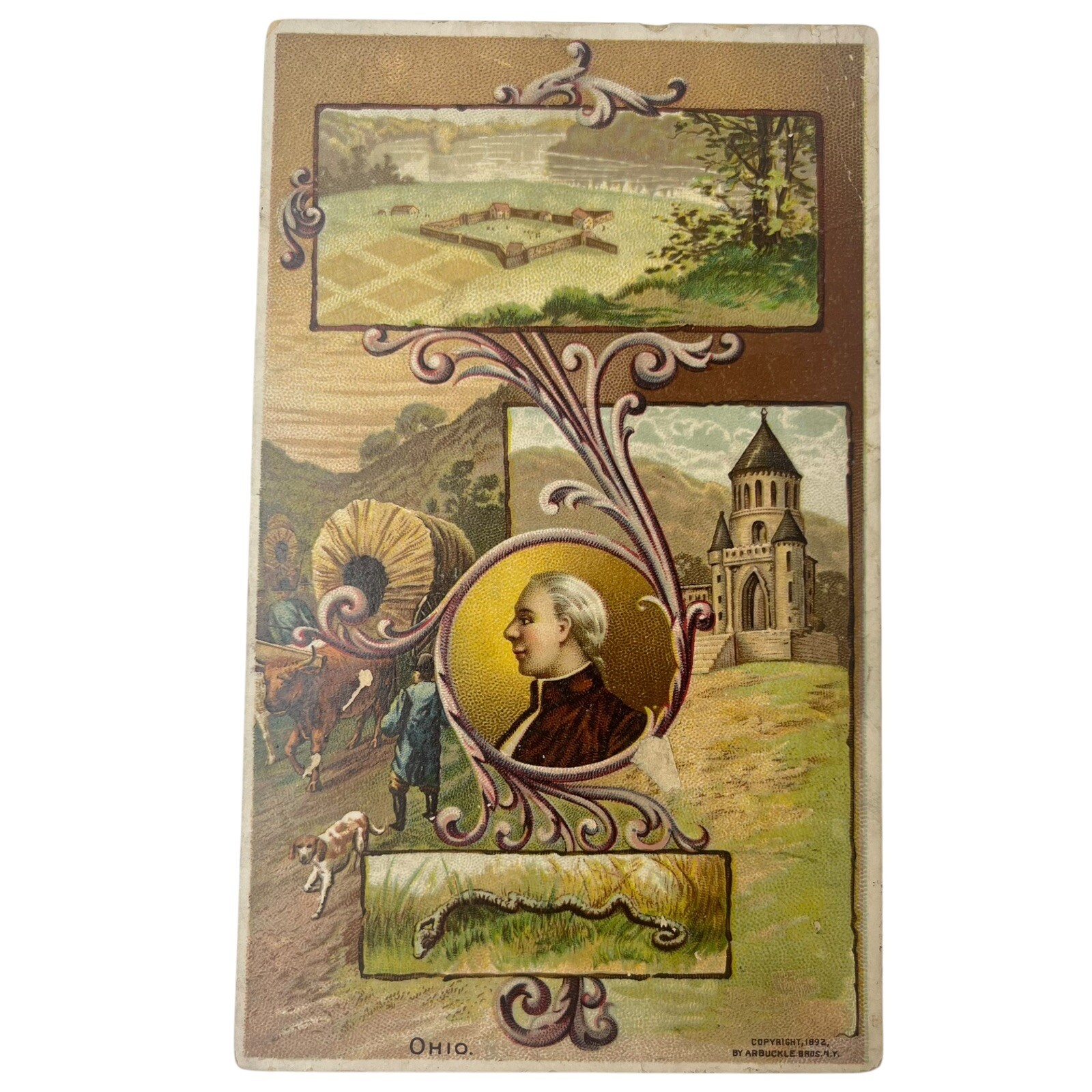 Antique 1890s Arbuckle Bros Coffee Trading Card No. 8 Ohio State Historic Scenes