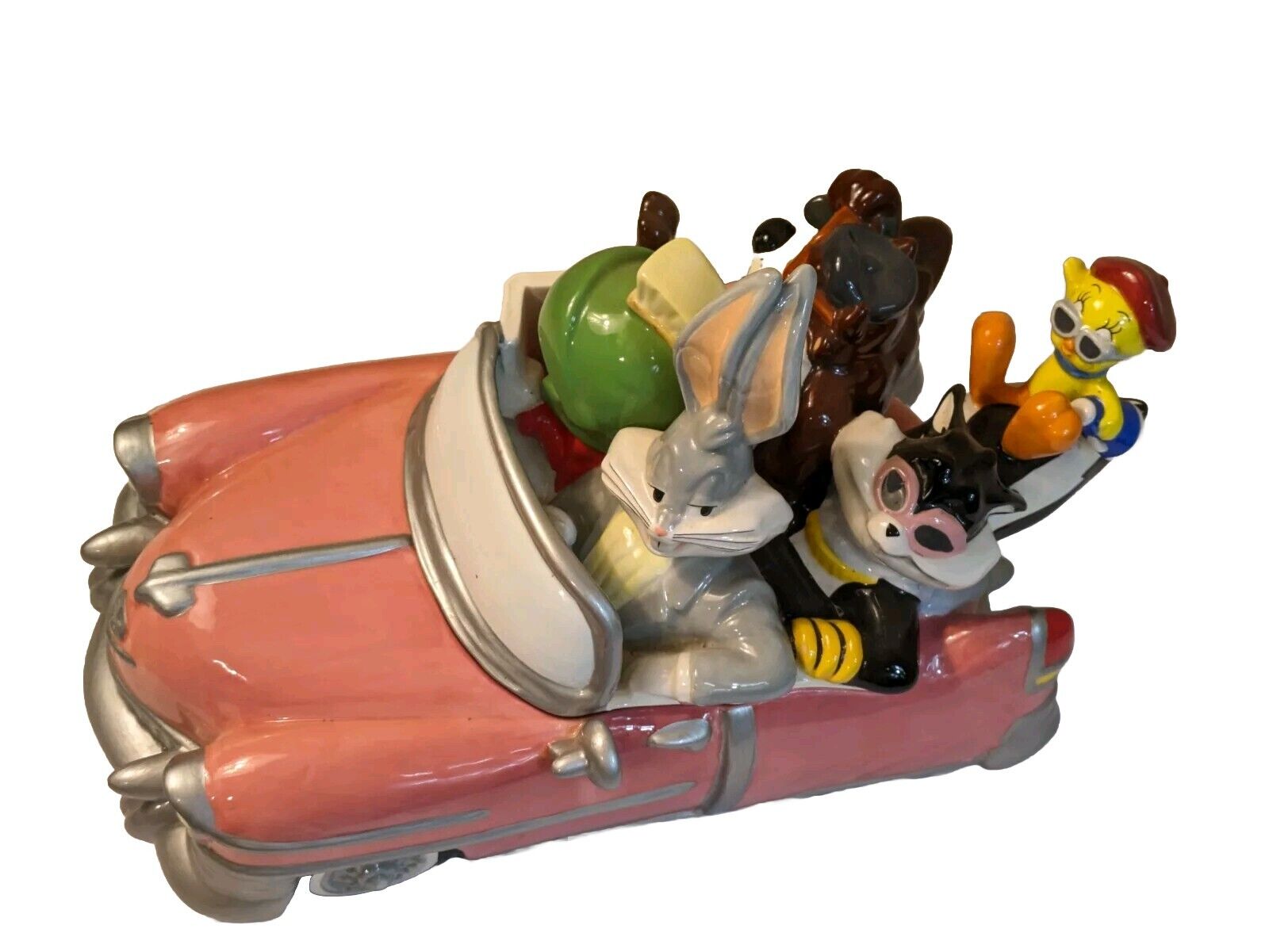 Vintage Looney Tunes Bugs Bunny Classic Pink Car Road Trip XL Cookie Jar 1999