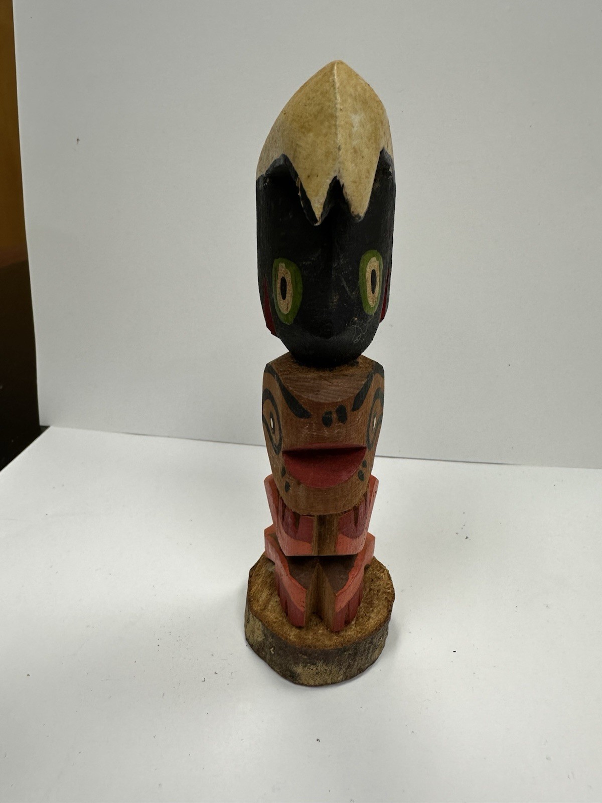 Vintage Alaskan Hand Carved Totem Hand Painted  5 1/2”