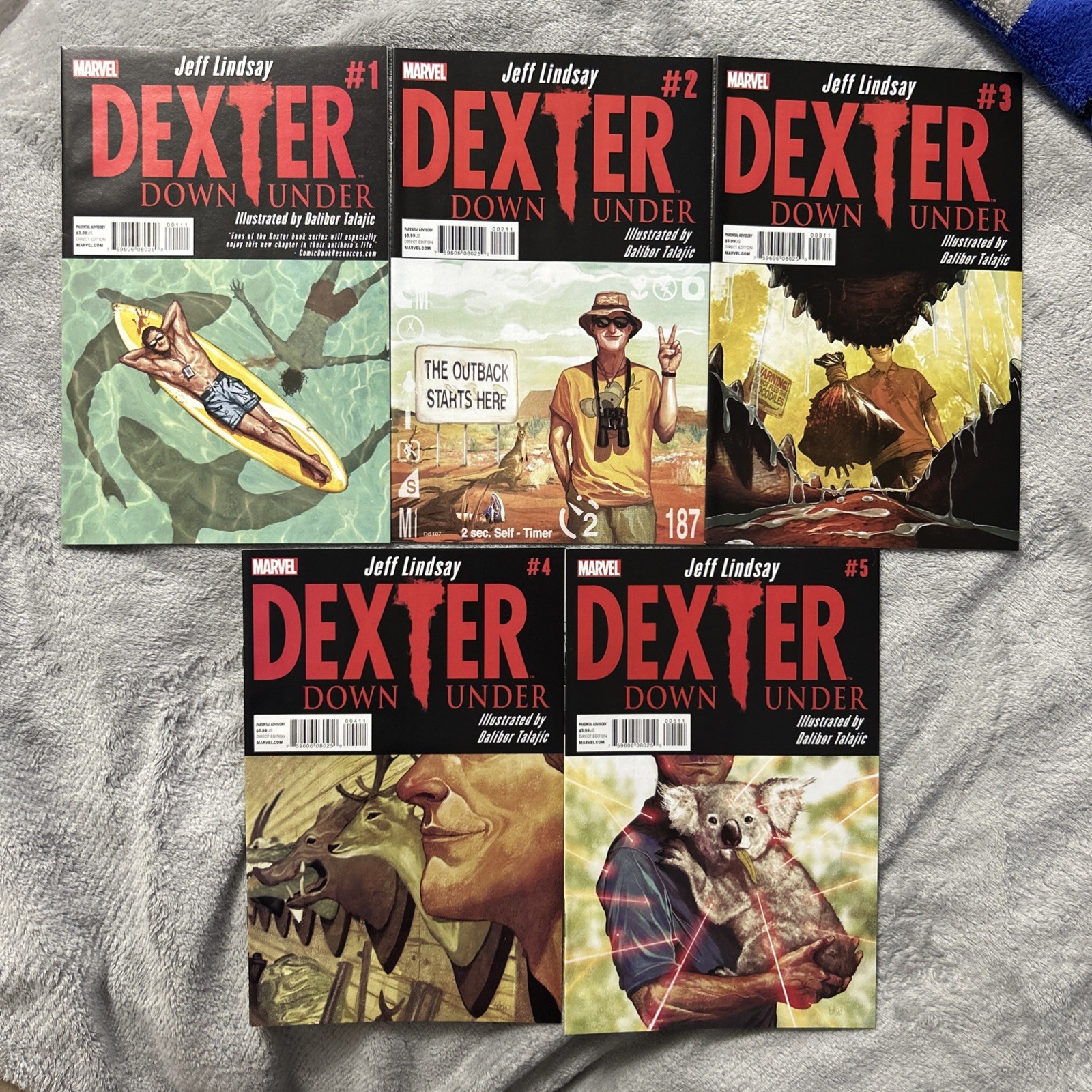 Marvel Dexter Down Under Comic Lot 1 2 3 4 5 Complete Set Jeff Lindsay Rare HTF 