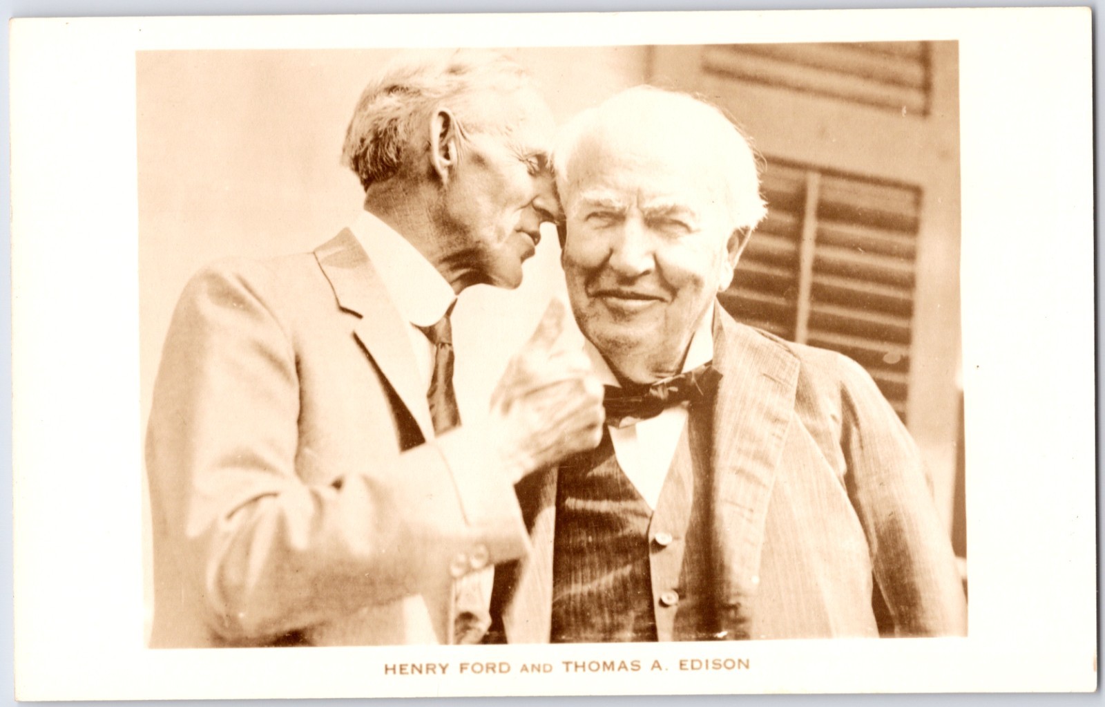 VINTAGE HENRY FORD THOMAS EDISON CONVERSATION ARTCRAFT RPPC POSTCARD PA