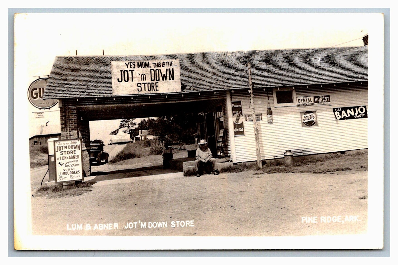 RPPC Pine Ridge AR ~ Jot Down Roadside Gas Station & Gulf oil pumps