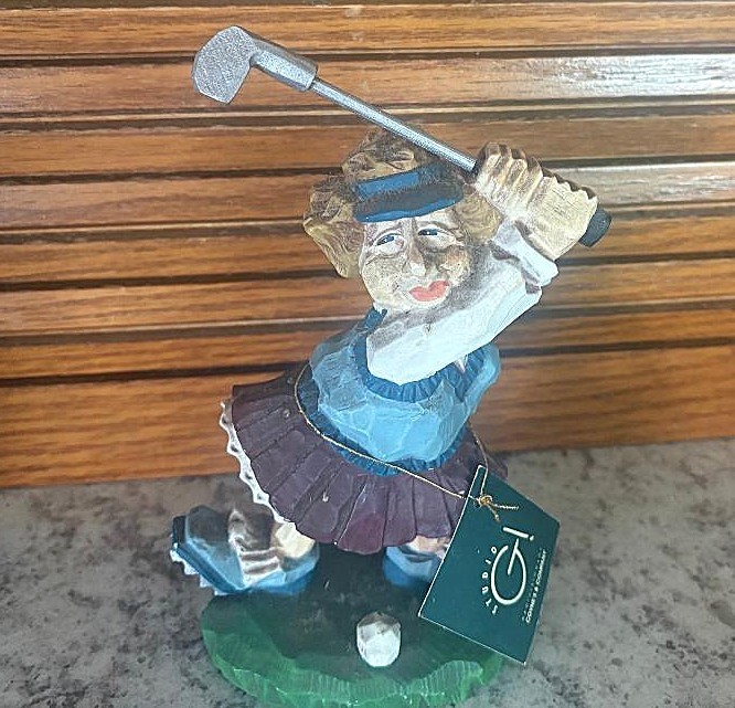 David Frykman 1998 Vintage Lady Golfer Figurine Collectible w/Tag