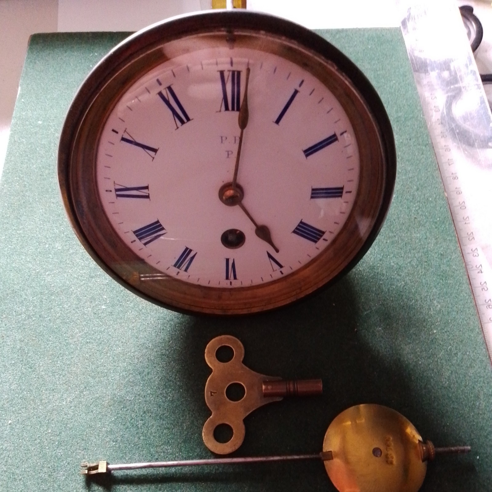 Antique Round Clock Mech ,platnauer Frerec Paris Spares and Repairs  CC682