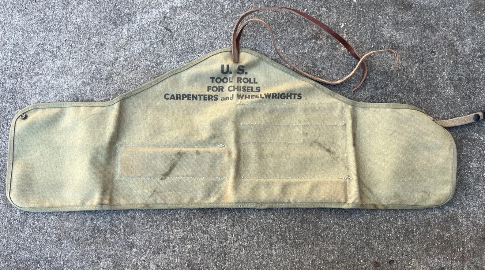 US Army Carpenter And Wheelwrights Tool Roll WWII 1942 Empty No Tools