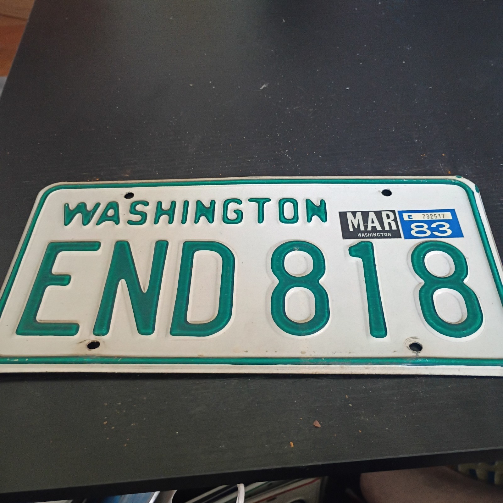 vintage 1983 washington state license plate END-818