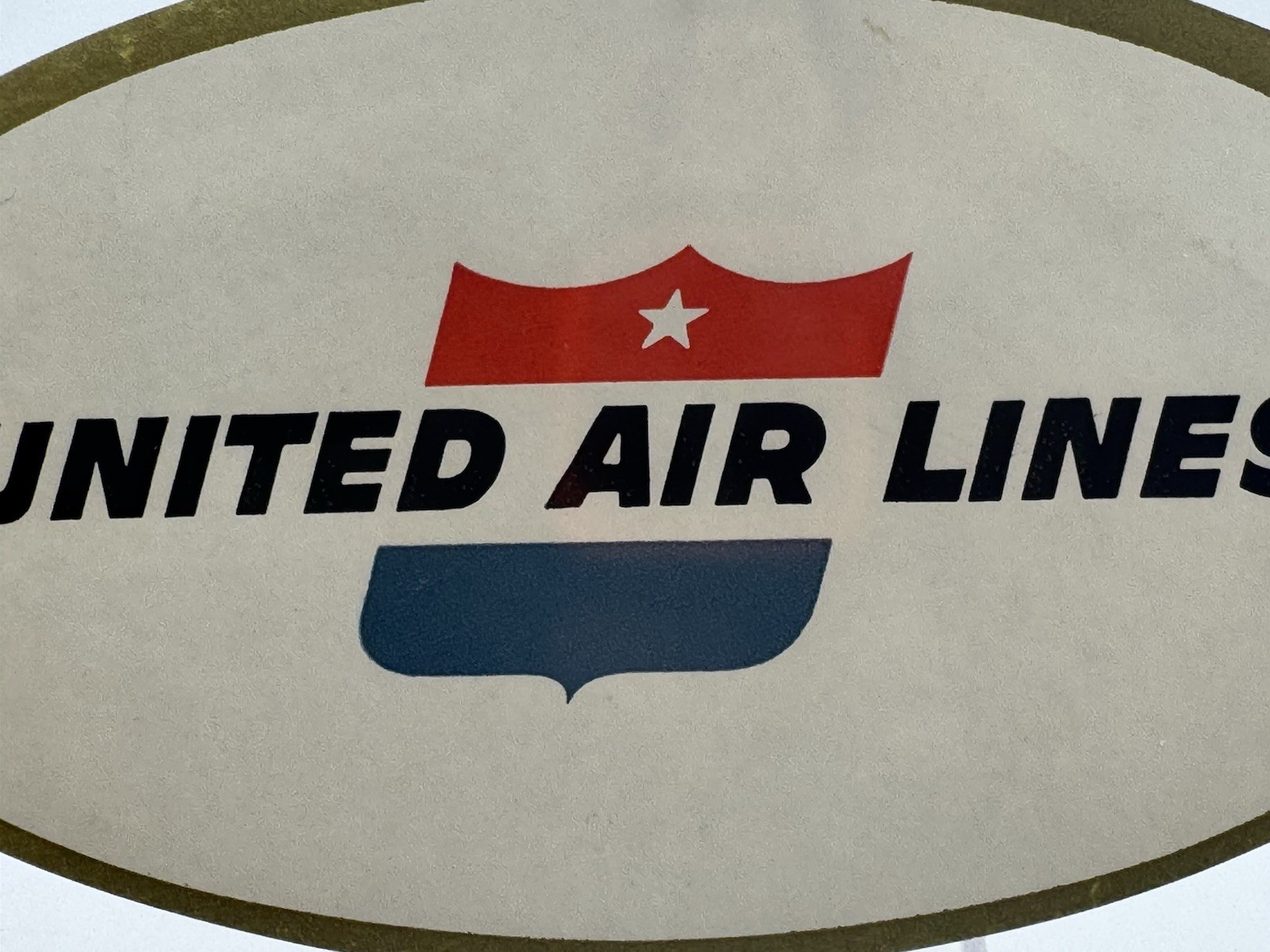 Original Vintage 1940s United Air Lines Luggage Sticker Oval Baggage Label