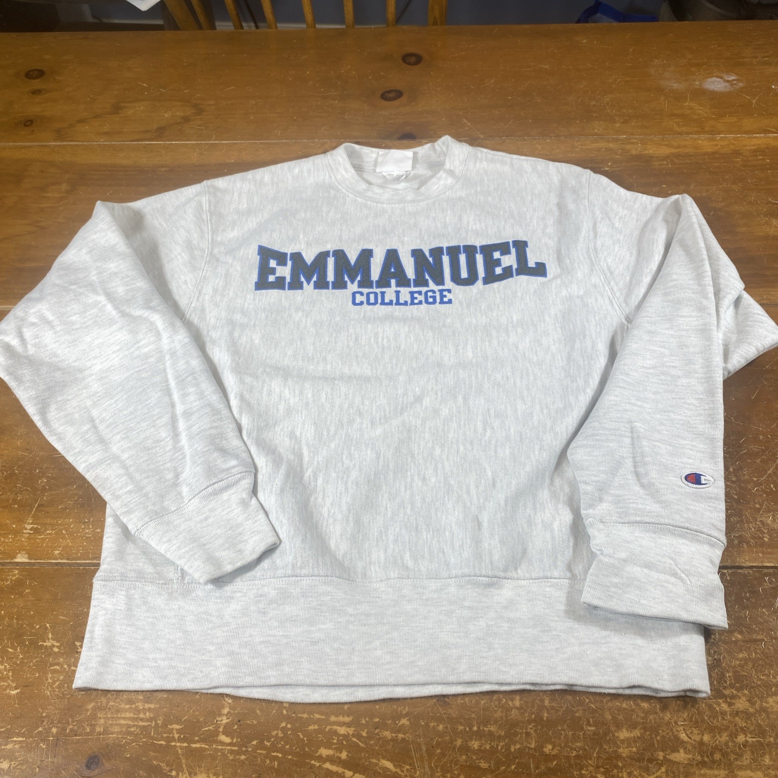 Emmanuel College Vintage Gray Champion, Reverse, Weave Size Medium