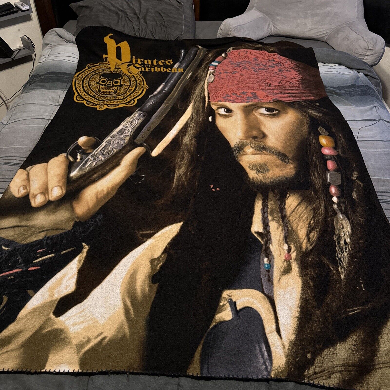 Jack Sparrow Pirates of the Caribbean Dead Man\'s Chest Throw Blanket Johnny Depp