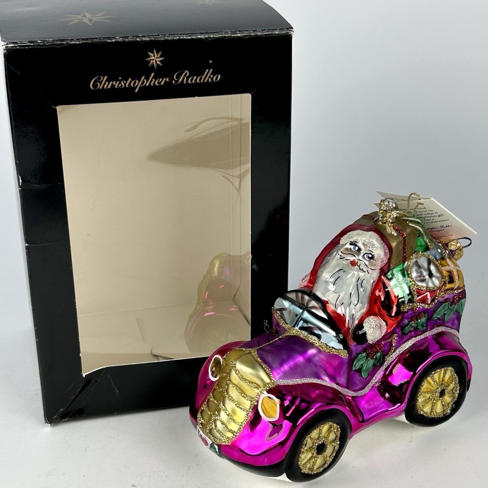 Christopher Radko Comin' To Town Santa Pink Purple Car Ornament 6