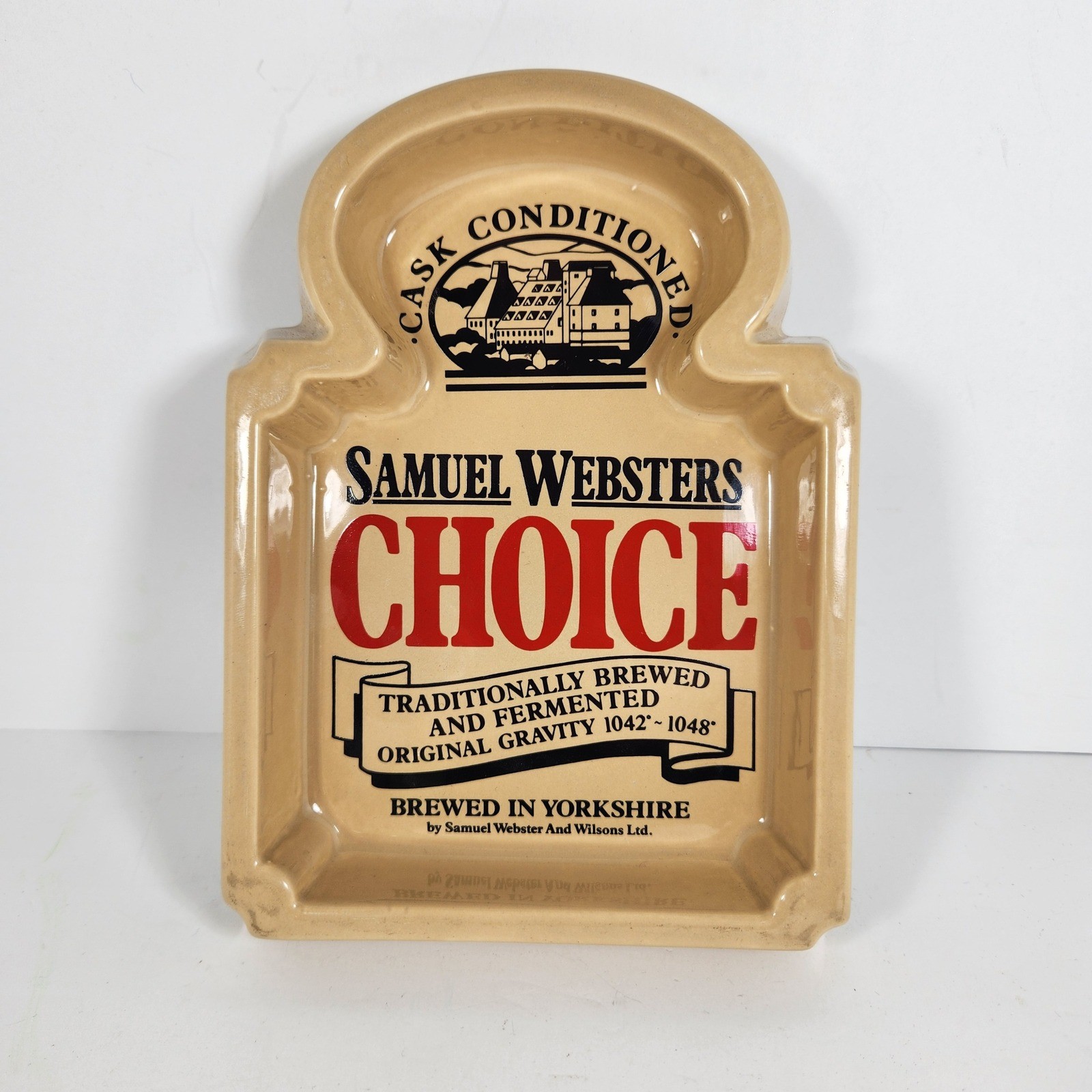 Vintage Samuel Websters Choice Beer Ashtray Yorkshire Ceramic Breweriana Tan Vintage Samuel Websters Choice Beer Ashtray Yorkshire Ceramic Breweriana Tan