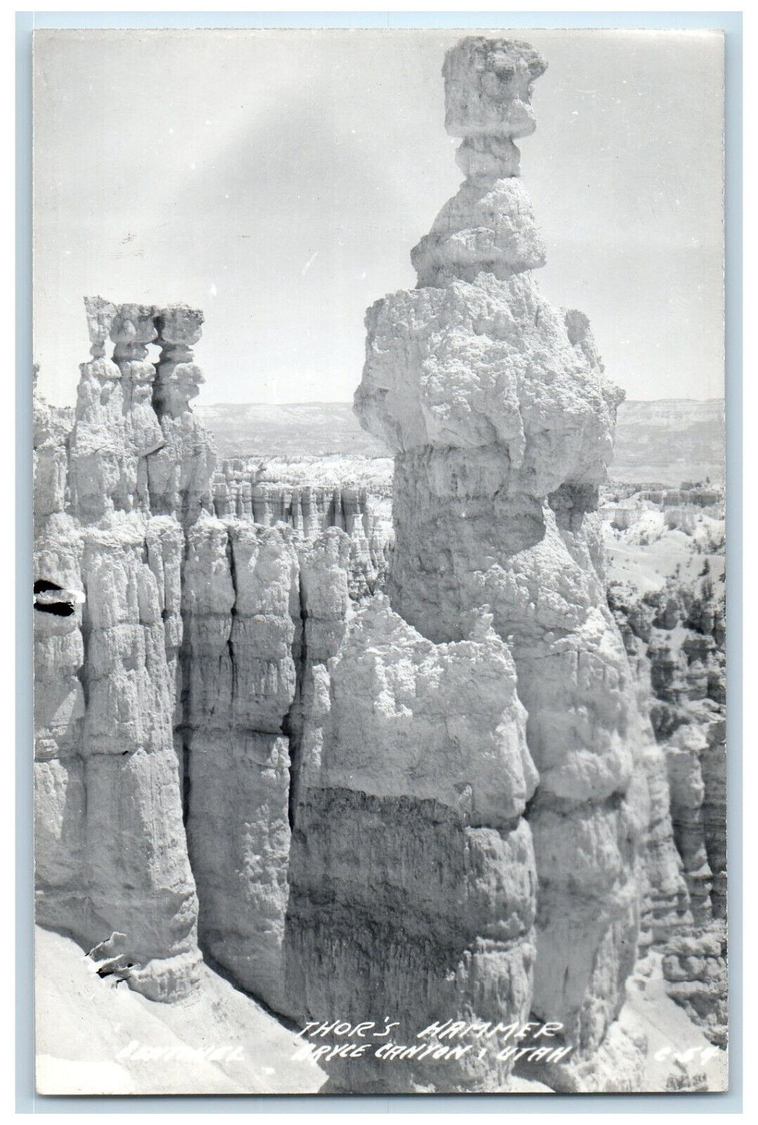 Bryce Canyon Utah UT RPPC Photo Postcard Thor's Hammer Sentinel c1940's Vintage
