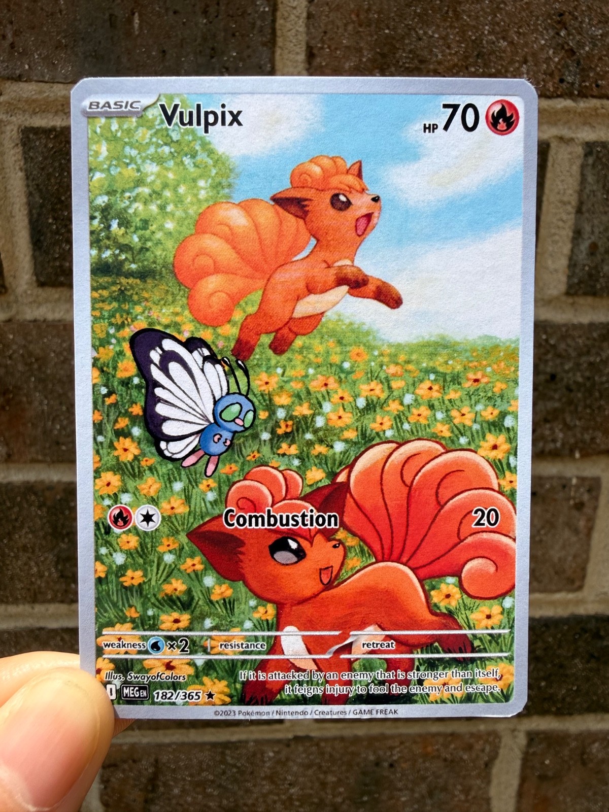 Vulpix and Butterfree Fan Art Trading Card Handmade Custom Collectible Card