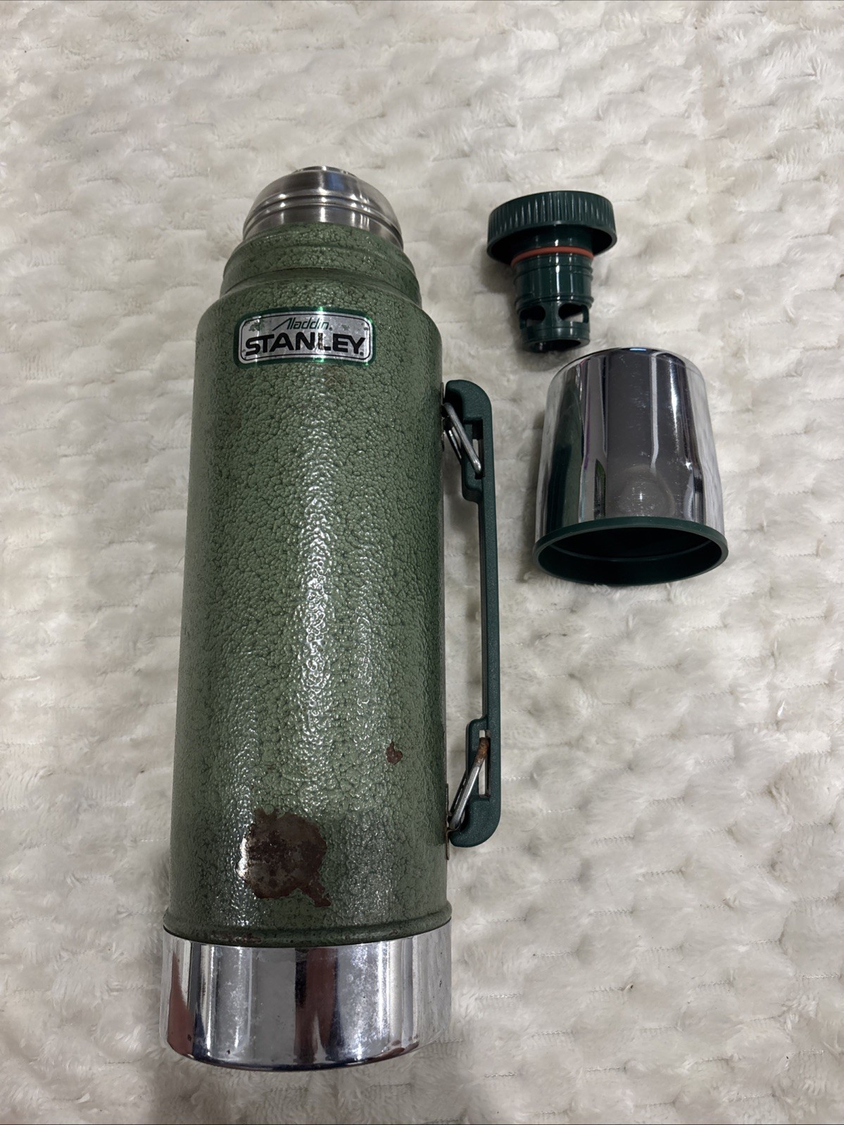 Vintage Aladdin Stanley A 944DH 1 Quart Green Thermos Made In USA Vacuum Bottle