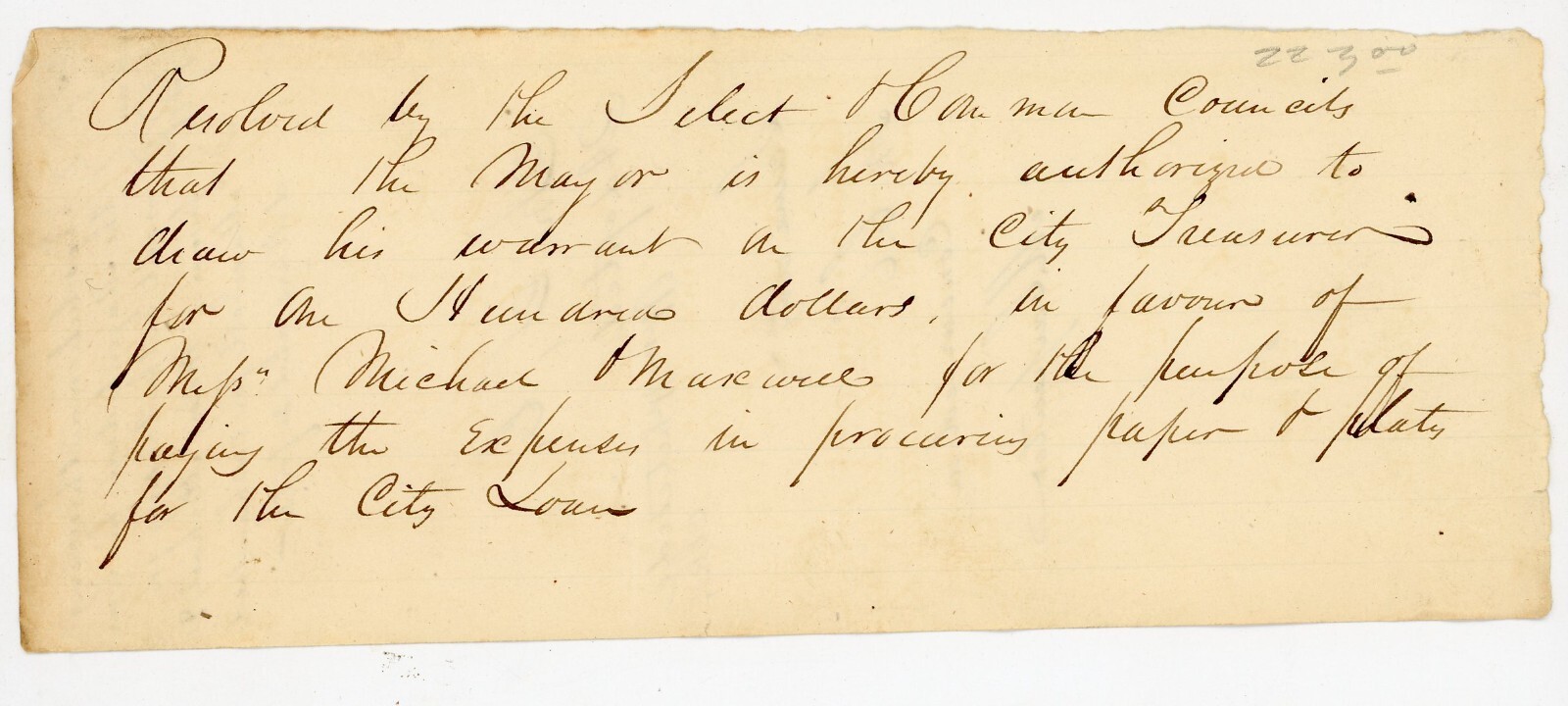 1837 City of Lancaster PA Resolution Loan Paper & Plate  Michael & Maxwell