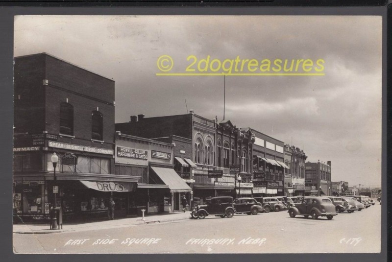 Rppc East Side Square Fairbury Ne Nebraska Old Cars Coca Cola Stores Barber More