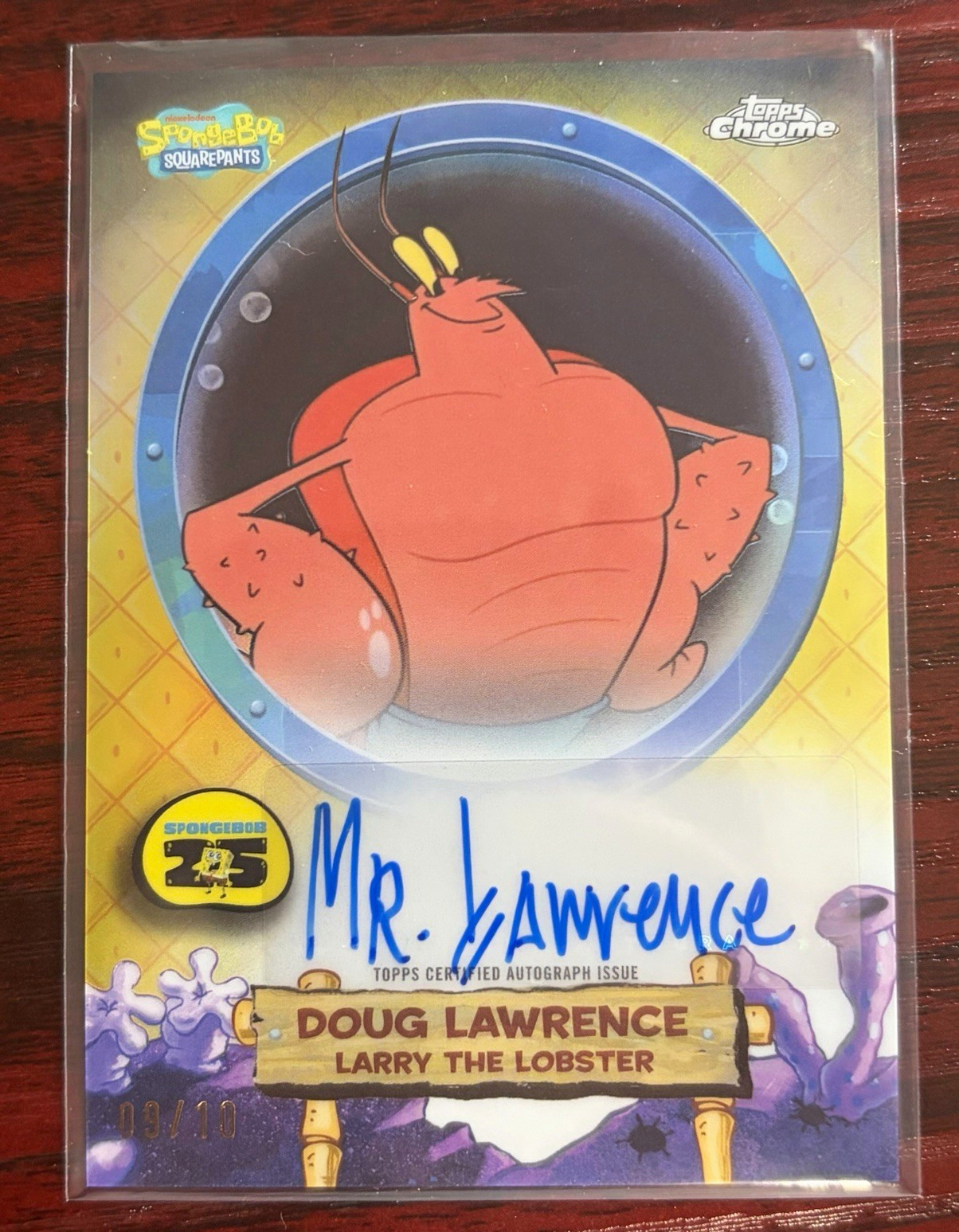 Topps Chrome SpongeBob 2025 Larry the Lobster SA-LL Auto 09/10