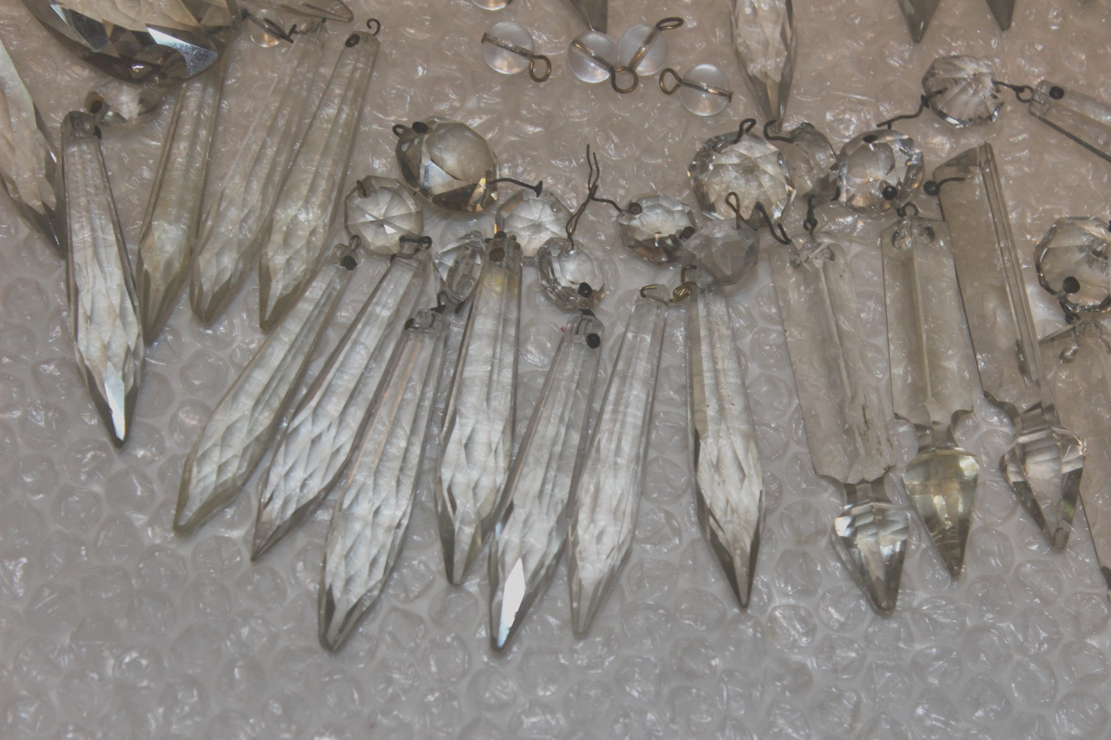 59 Vintage Chandelier Crystal Prisms Drops Octagons Lamp Parts Restoration Lot