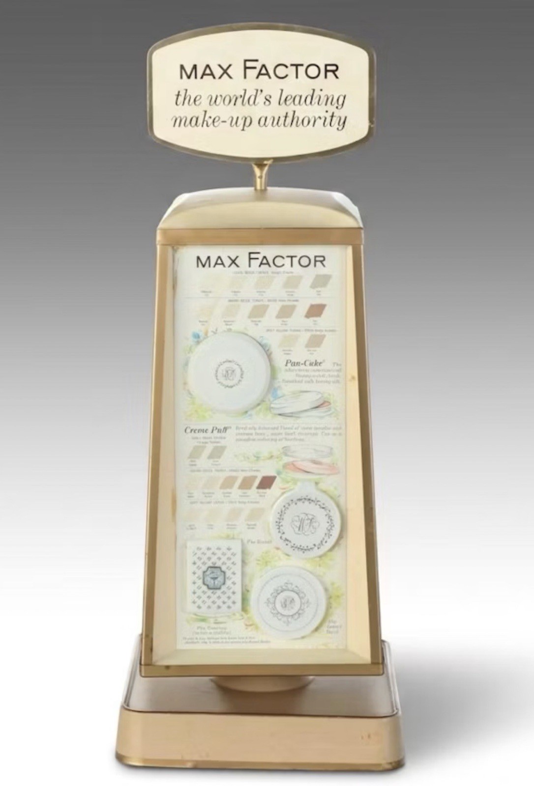 VTG Max Factor Cosmetics Counter Display - Pan-Cake, Pan-Stik & More RARE HTF
