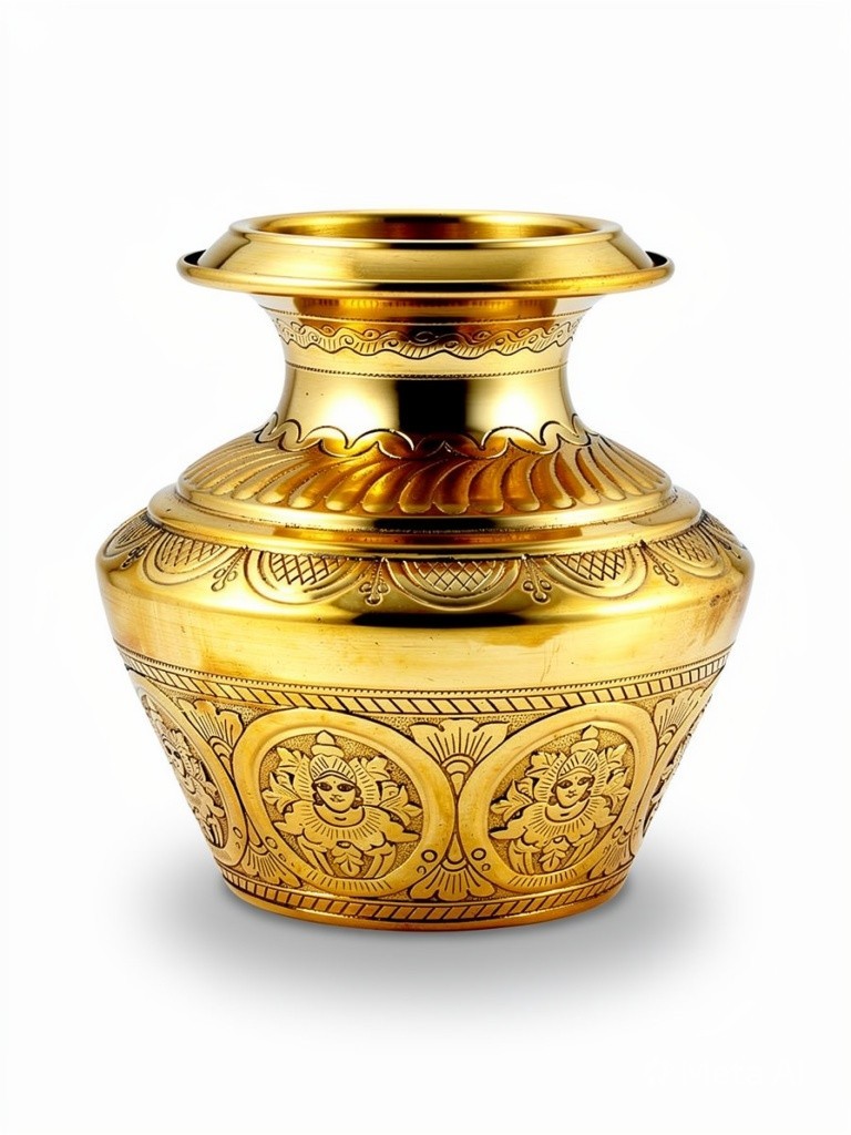 Handcrafted Brass Ashtalakshmi Kudam Traditional Brass Kalash Pot Pooja Lota