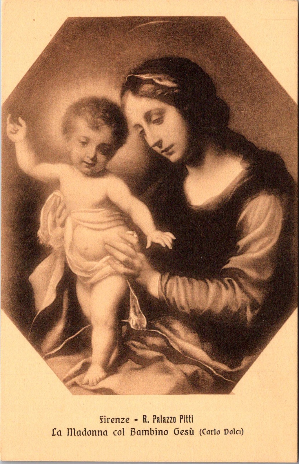 1914 Firenze Palazzo Pitti Madonna and Child Vintage Postcard 4P23-23