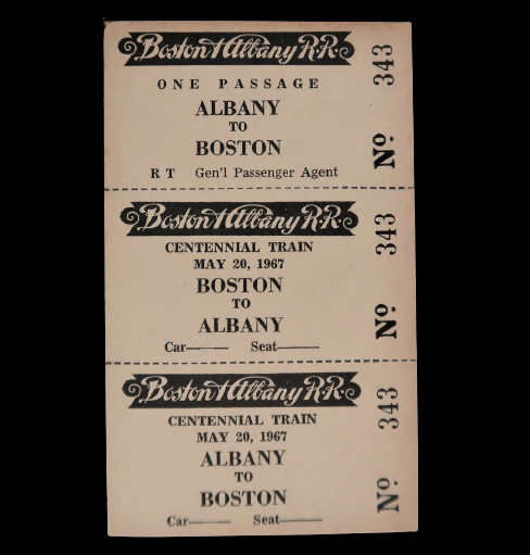 Vtg Boston & Albany Railroad Centennial Train Ticket May 20 1967 Rare Ephemera