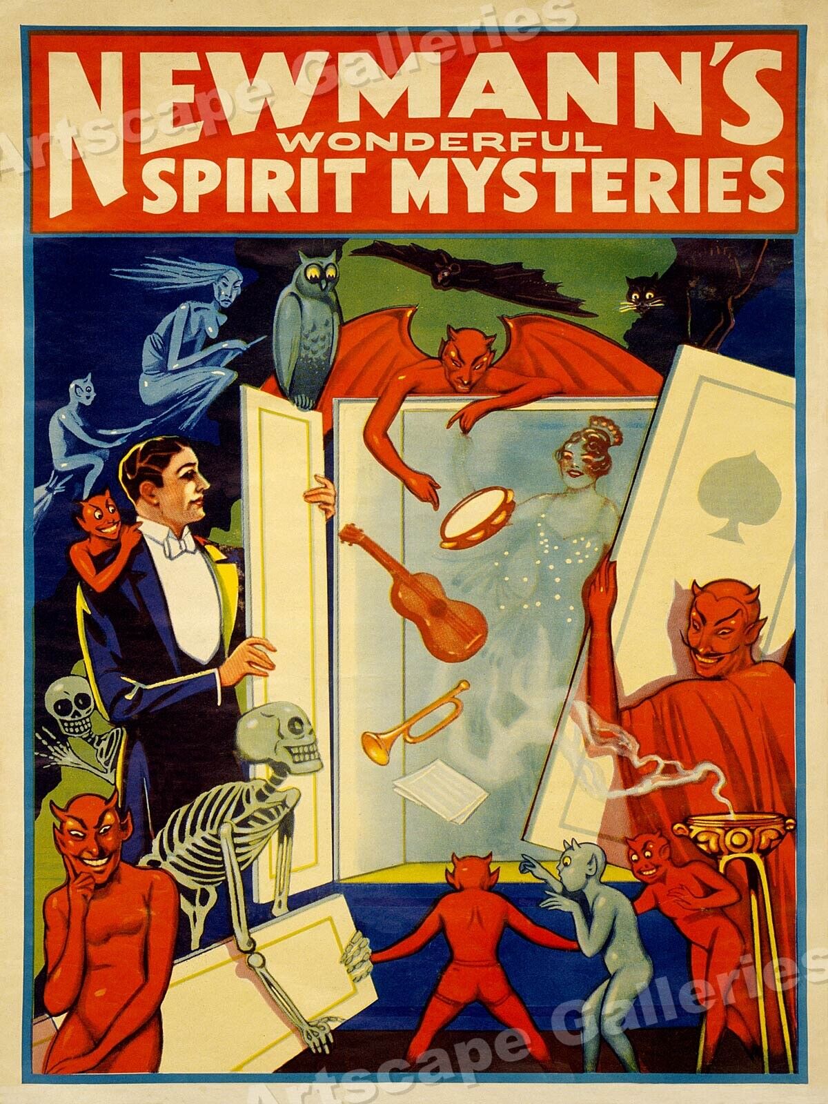 1911 Newmann's Mysteries Vintage Style Magic Magicians Poster - 18x24