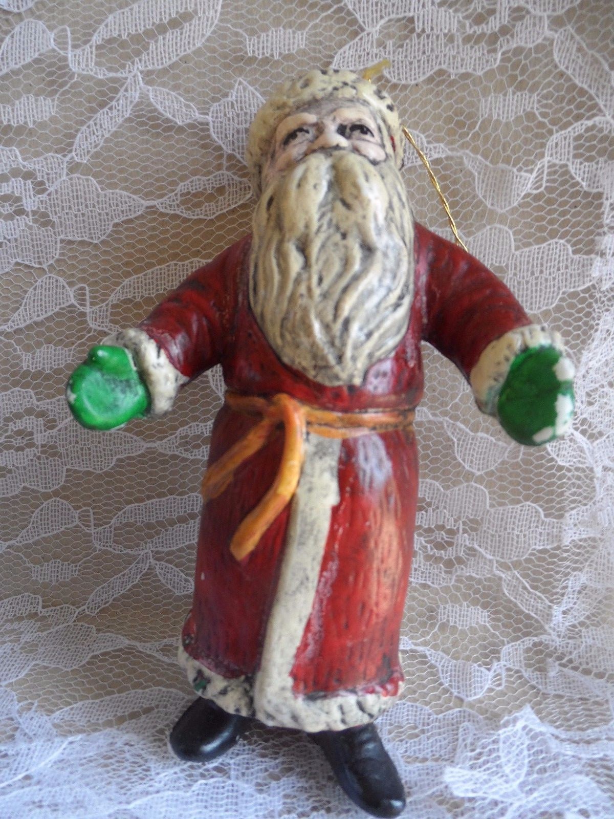 Vintage Plastic Figurine - OLD WORLD SANTA - HOLLOW PLASTIC