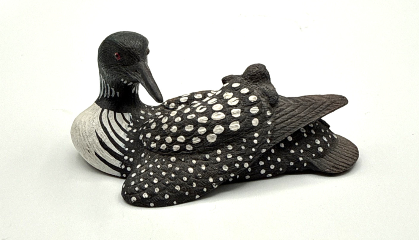 Nature's Window Roger Desjardins Loon Huard & Baby Figurine