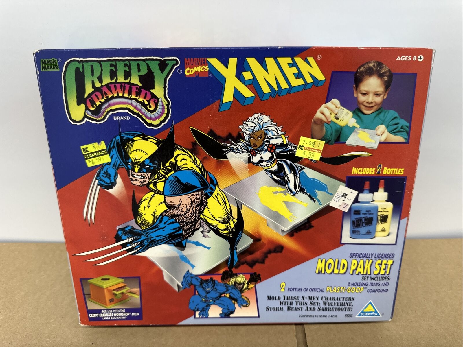 Vtg X-MEN CREEPY CRAWLERS Mold Pak Set Wolverine Storm Sabertooth Beast 1995 New