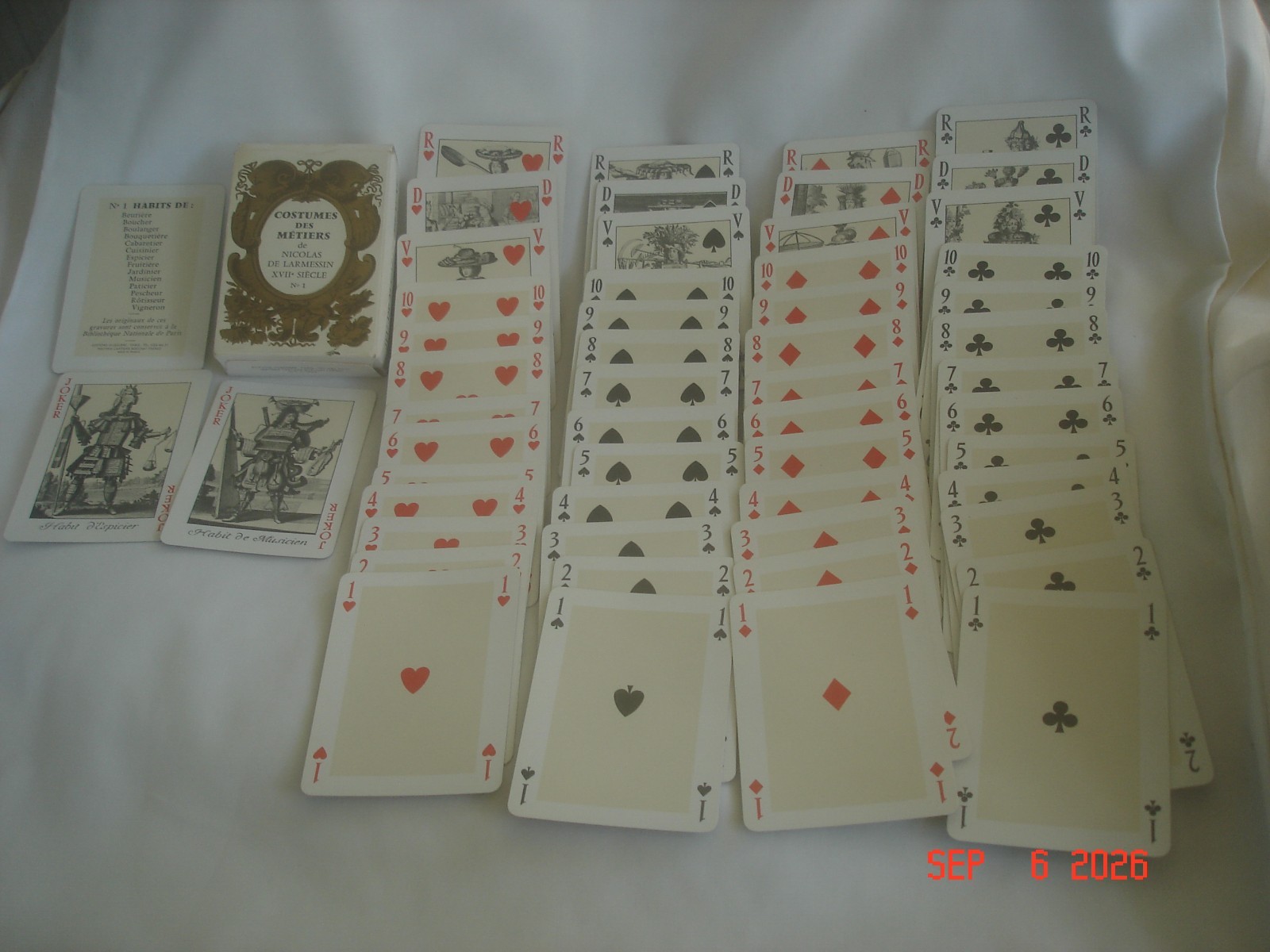 MINT COMPLETE Vtg. DECK FRENCH SUITED COSTUMES DES METIERS PLAYING CARDS France