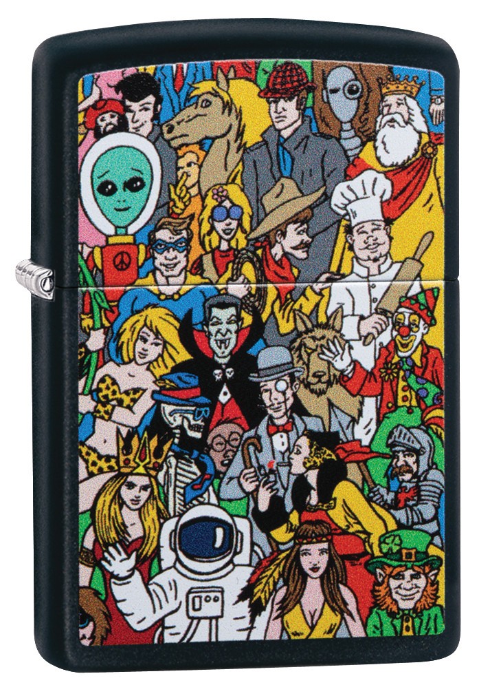 Zippo Where's Windy Design Black Matte Windproof Pocket Lighter, 218-074227