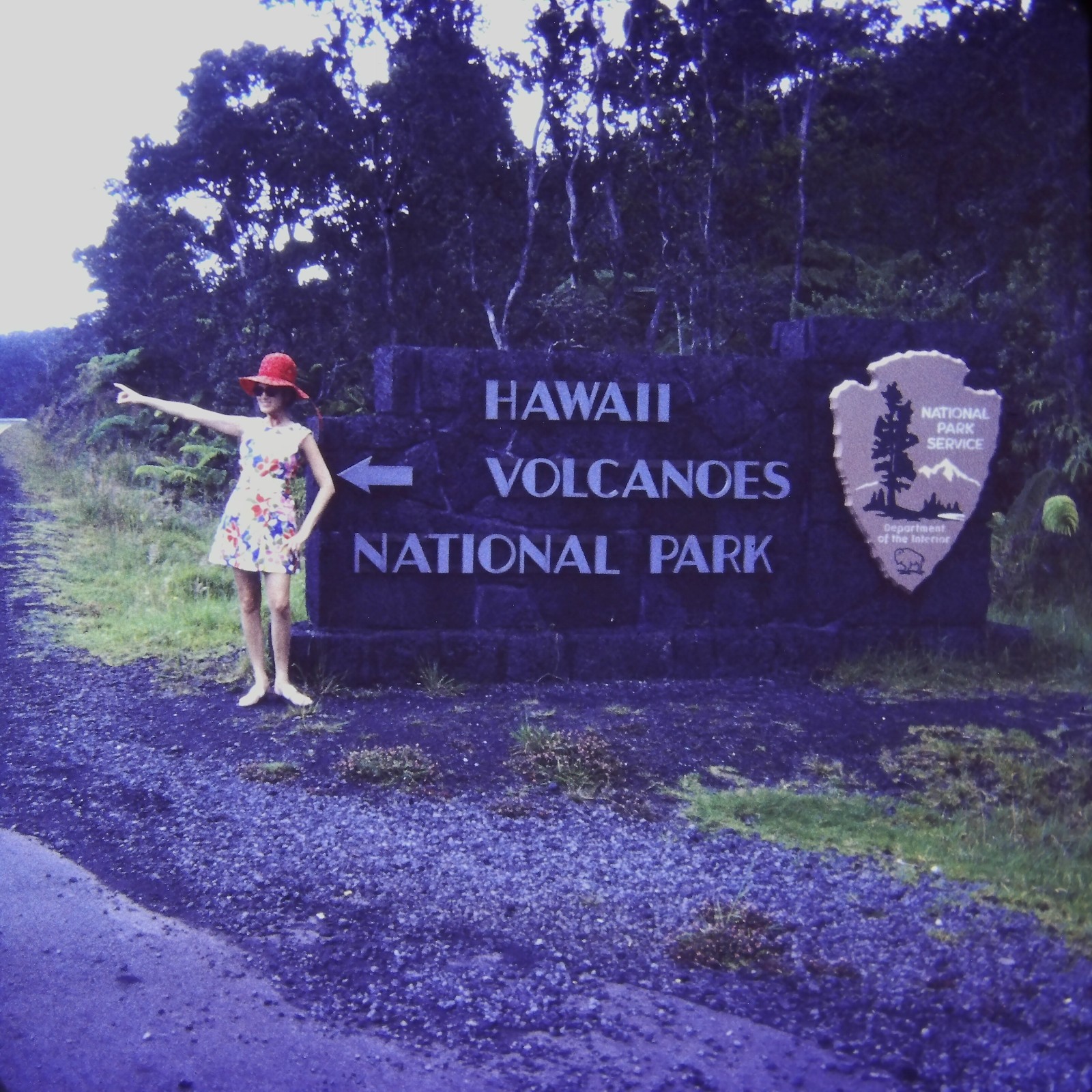 Vintage 126mm Photo Slide 1970s Hawaii Volcanoes National Park Signage Retro