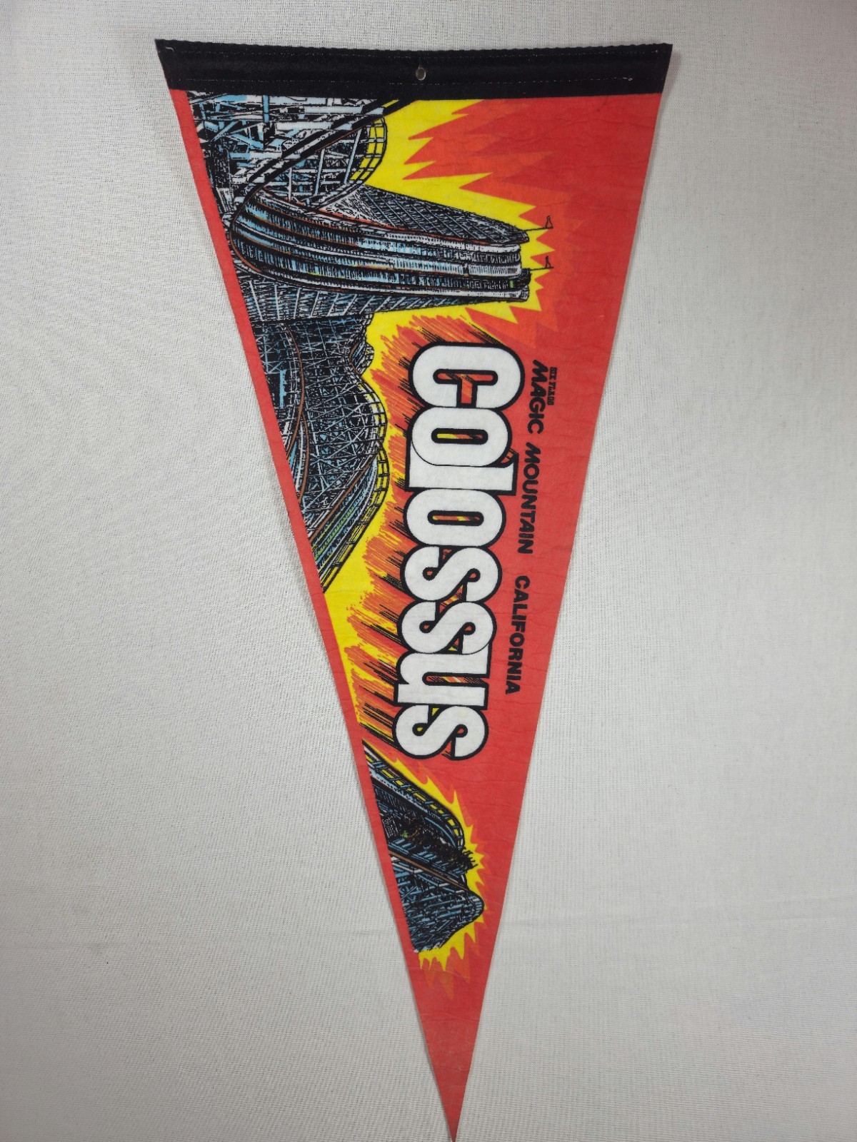 Vintage Magic Mountain Colossus Pennant 29in 1990's Vintage Magic Mountain Colossus Pennant 29in 1990's