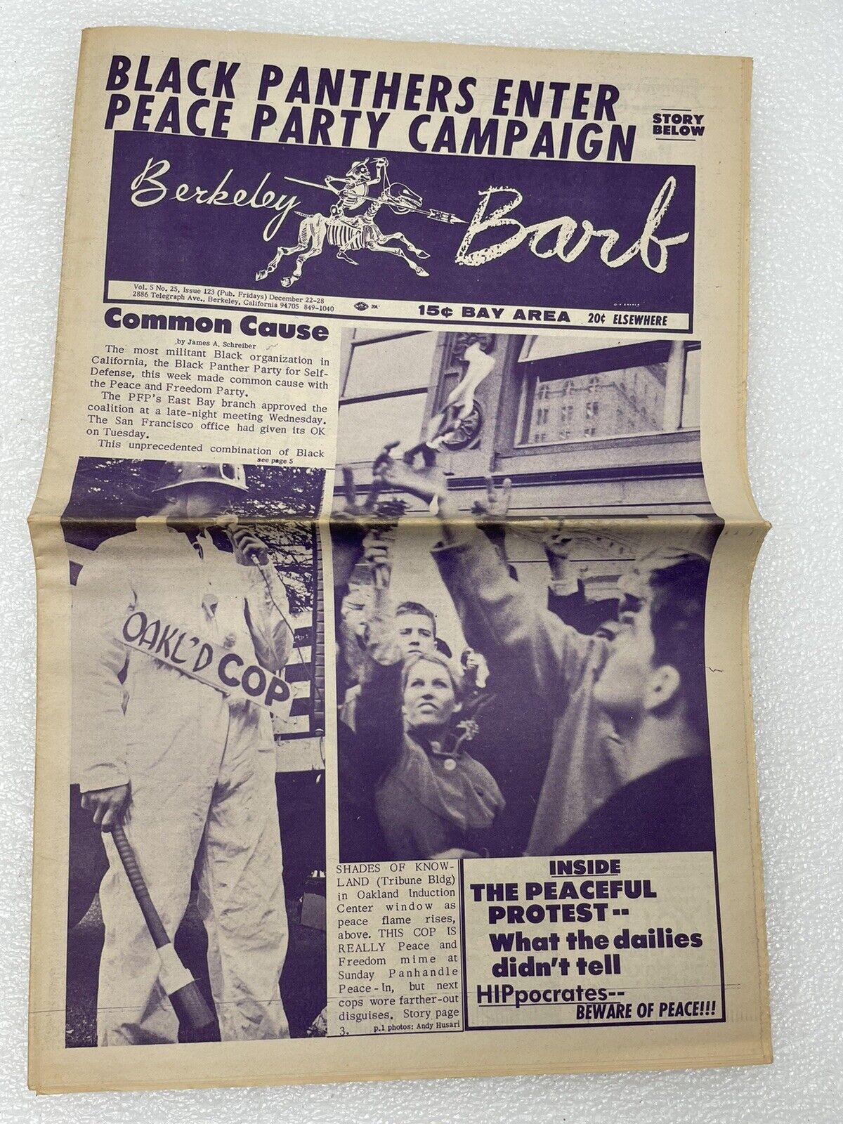 1967 NEWSPAPER BERKELEY BARB BLACK PANTHERS FREEDOM WAR PROTEST