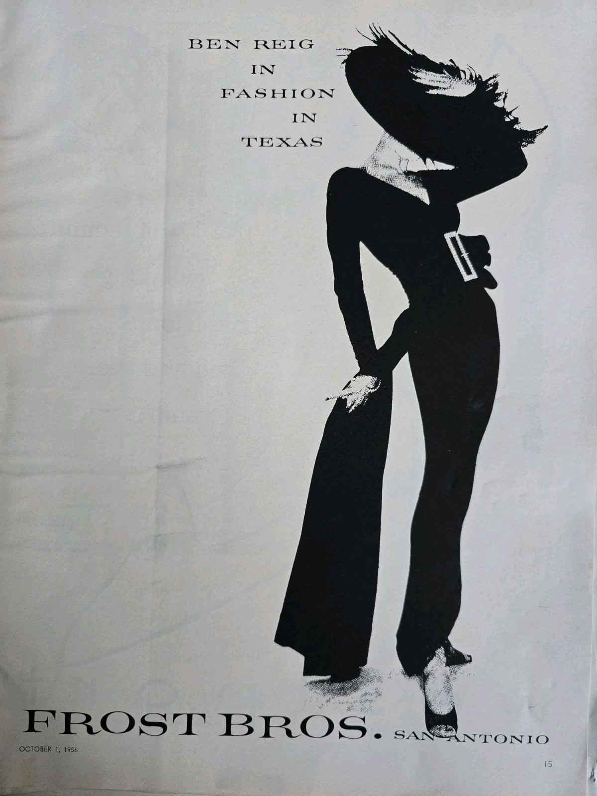 1956 Women\'s Ben Reig Evening Gown Frost Bros. Texas  vintage fashion Art Ad 