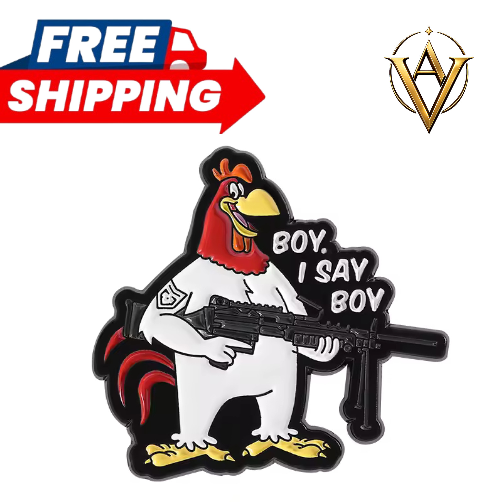 Boy I Say Boy Enamel Pin Warrior Chicken Rooster Quote Lapel Pin 