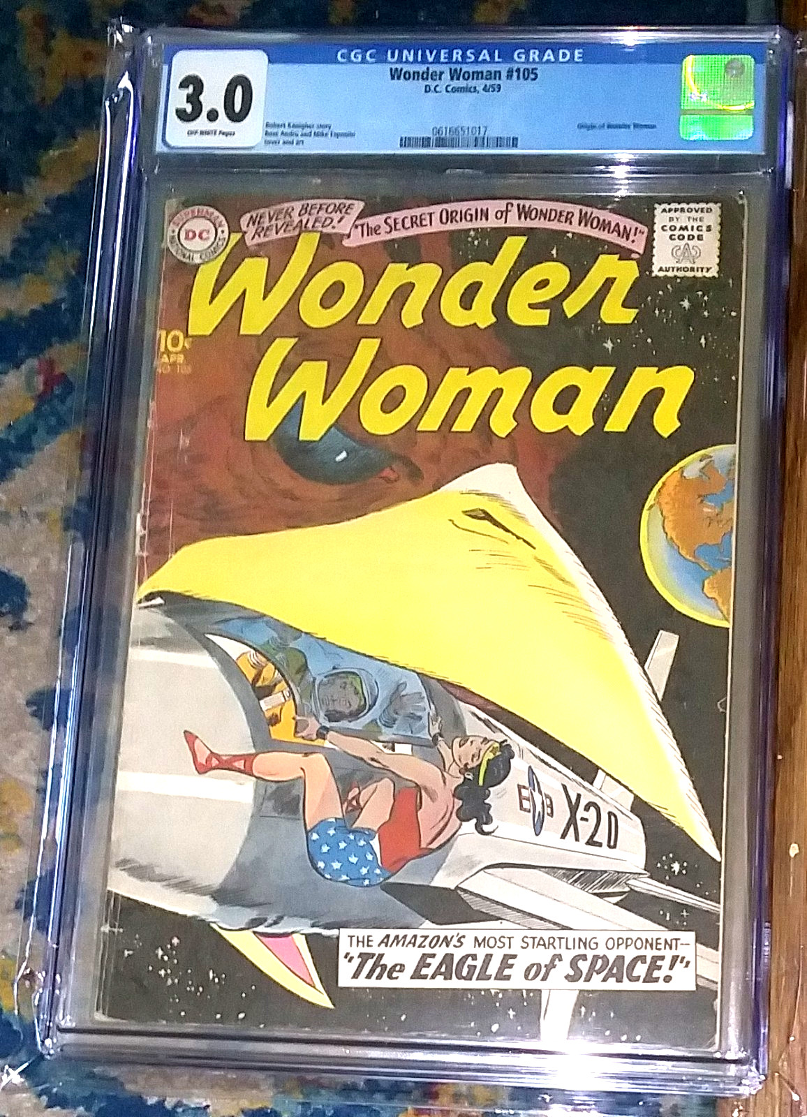 WONDER WOMAN #105 April, 1959 (DC) Origin of Wonder Woman CGC 3.0