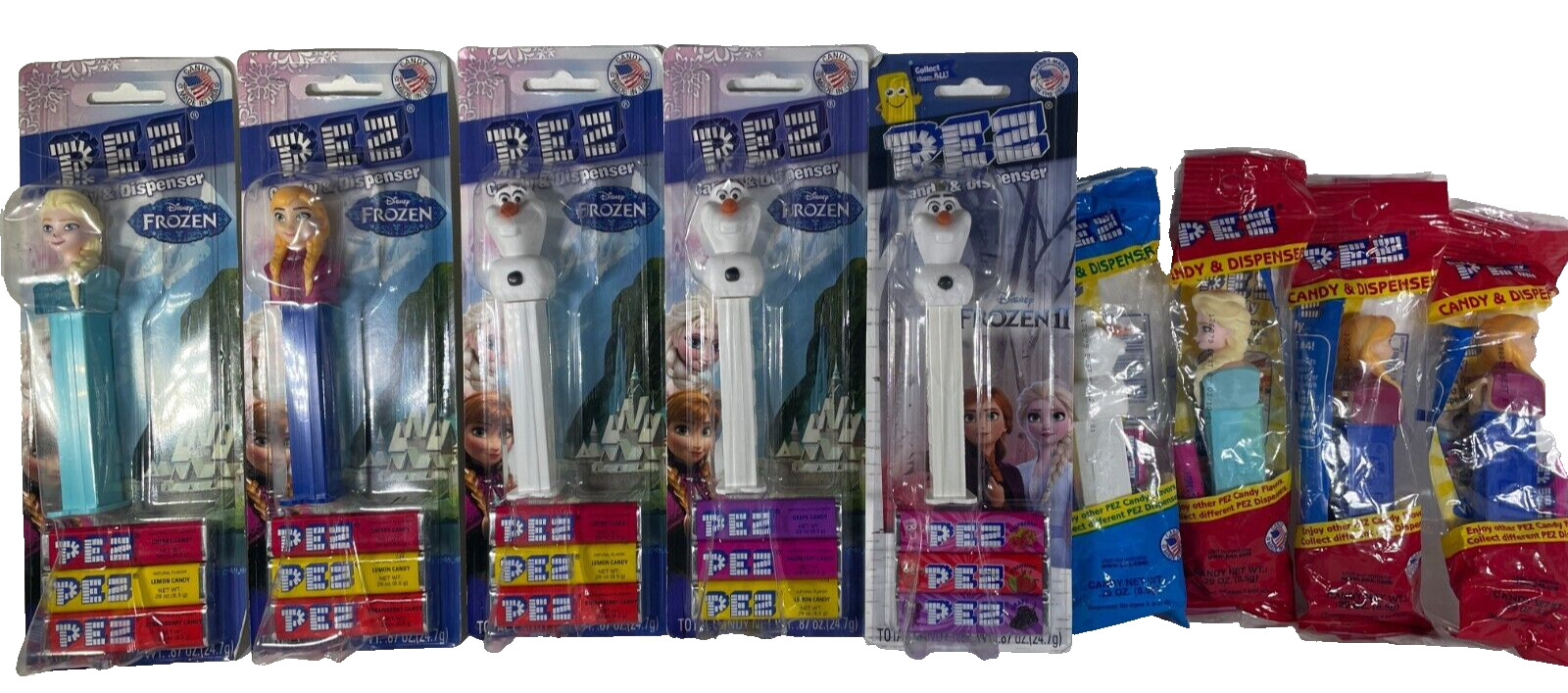 Disney Frozen PEZ Candy Dispenser Lot - Elsa, Anna, Olaf - Collectible Fun #9355