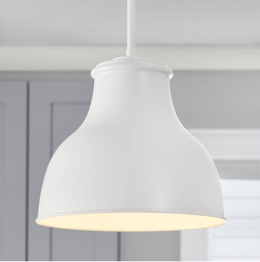 2-1/4 in. Fitter Matte White Metal Bell Pendant Lamp Shade - Shade Only