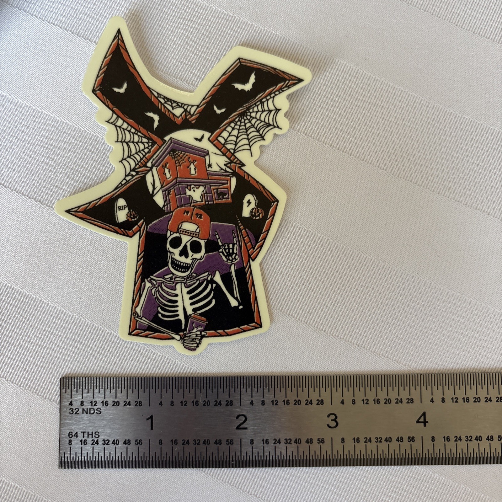 Dutch Bros Skeleton Hang Loose Windmill Halloween Sticker