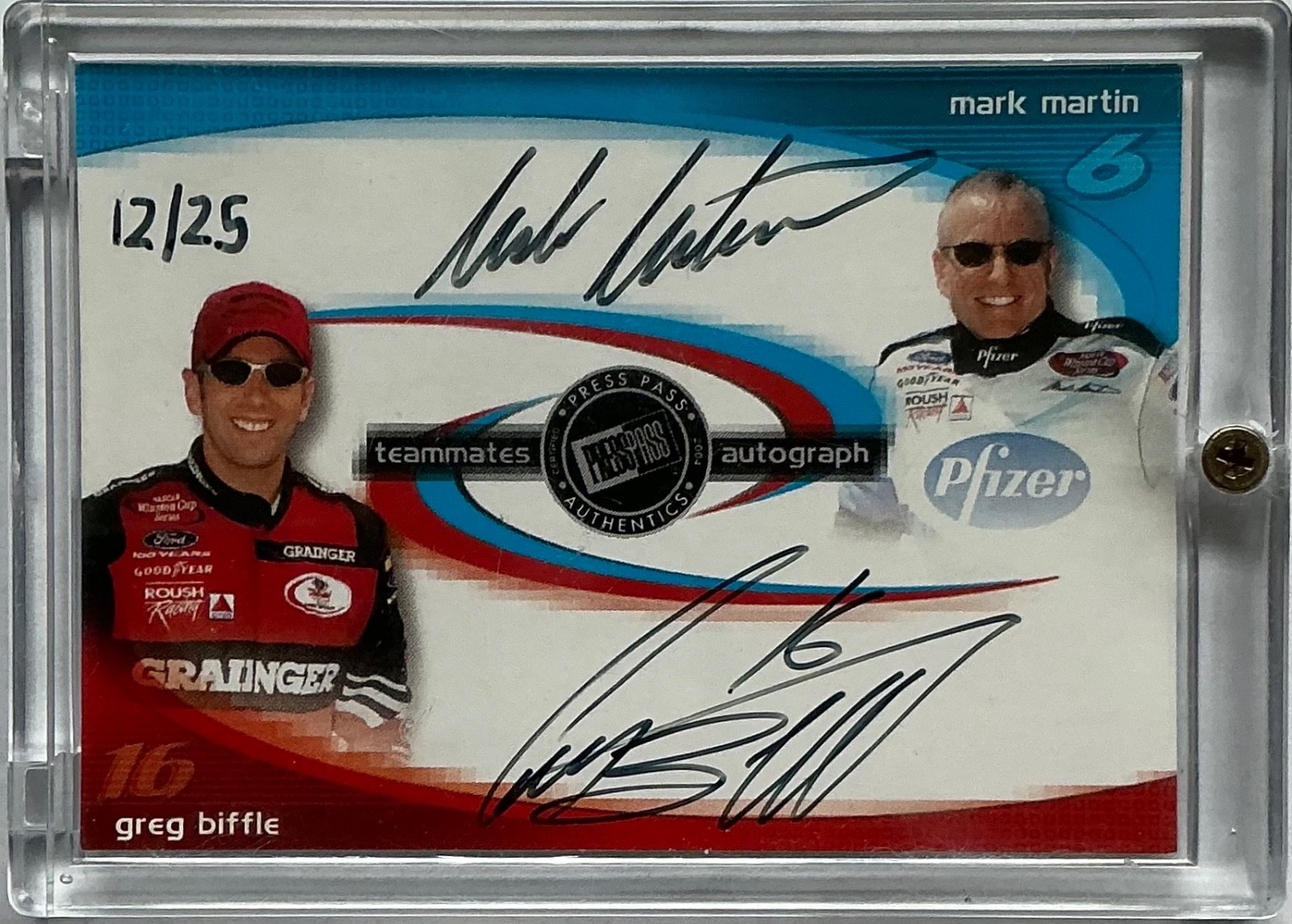 2004 Press Pass Eclipse Mark Martin / Greg Biffle Autographs 12/25 2004 Press Pass Eclipse Mark Martin / Greg Biffle Autographs 12/25