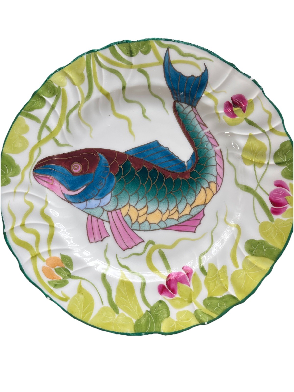 Charles Arhenfeldt Saxe c1886-1910 Highly Hand Decorated  Antique Fish Plate