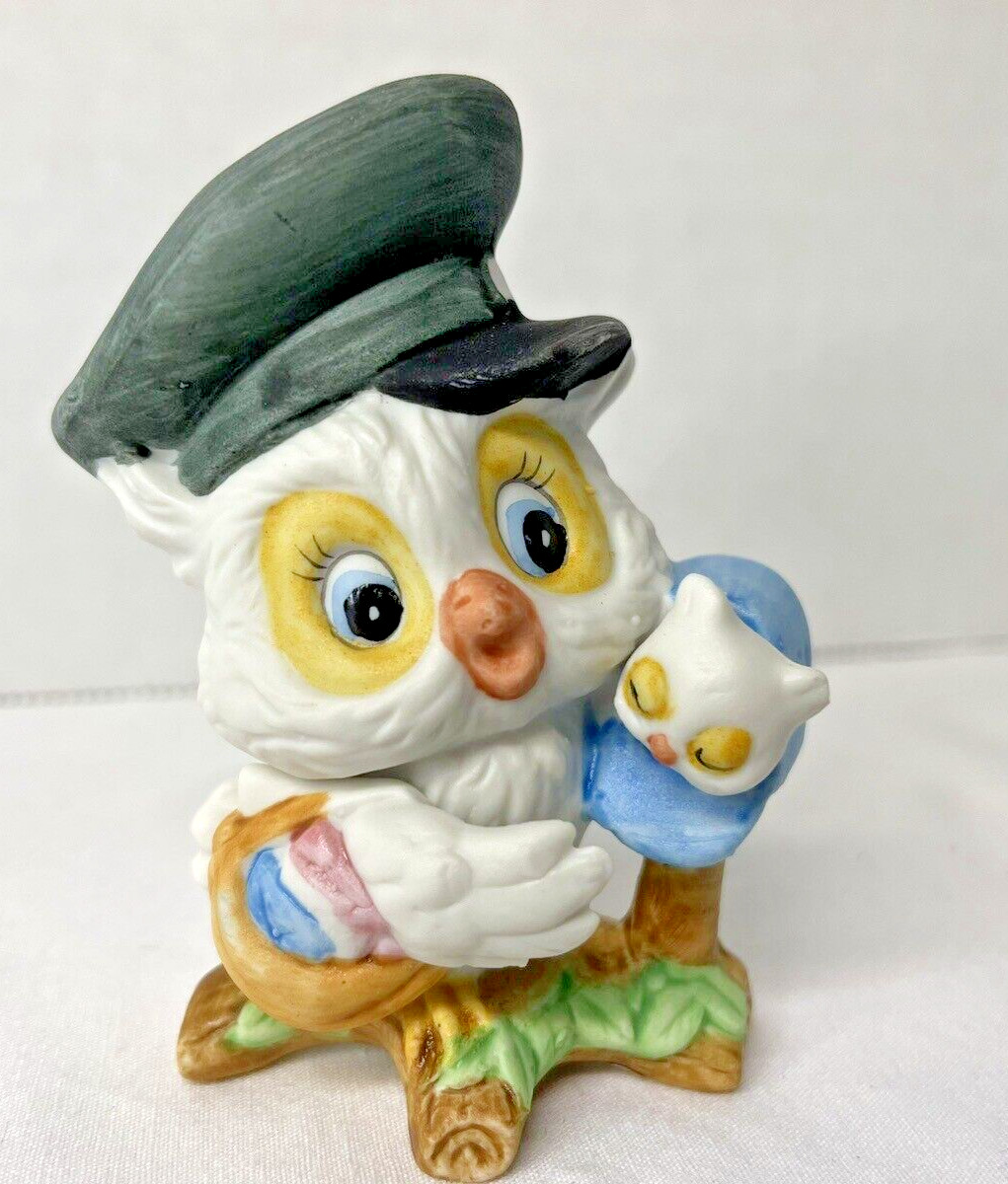 Vintage Ensco Owl Postman Baby Owlet Figurine Kitschy