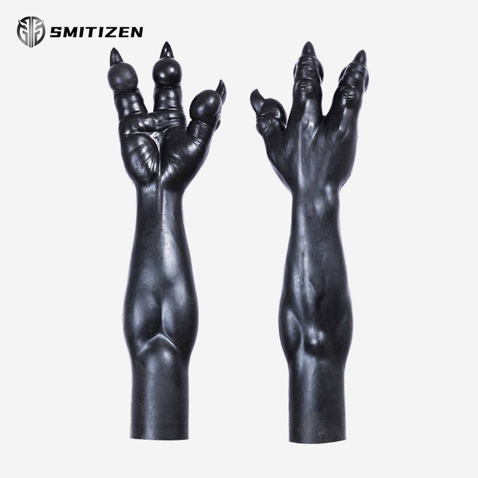 Smitizen Black Silicone Three-Finger Monster Gloves Realistic Skin for Cosplay