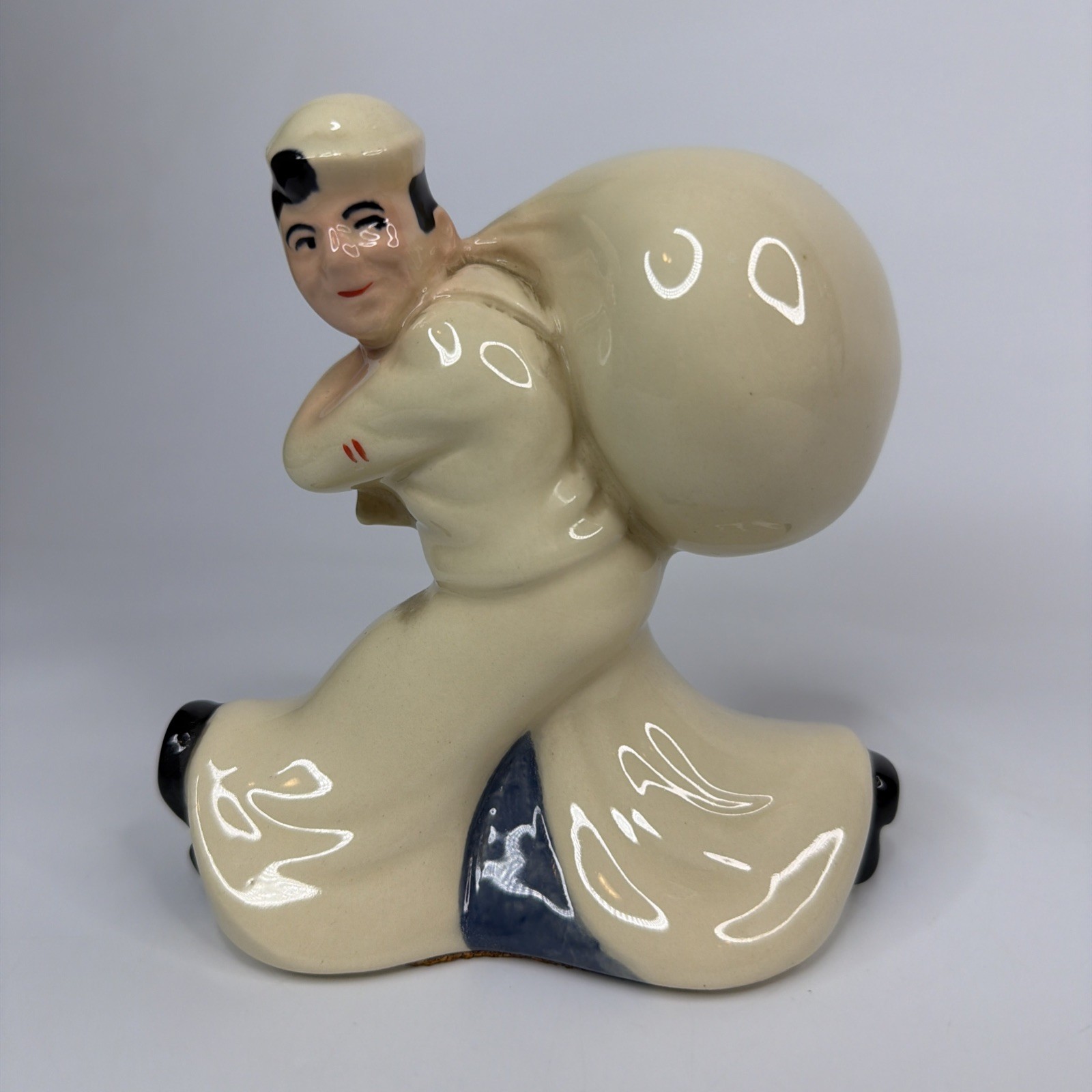 The Seaman's Bank For Savings Sailor WWII Coin Bank 5.5” Tall, McCoy Pottery