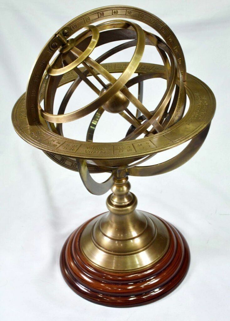 12'Engraved-Brass-Tabletop-Armillary-Nautical-Sphere-Globe-Nautical-Brass-Sphere